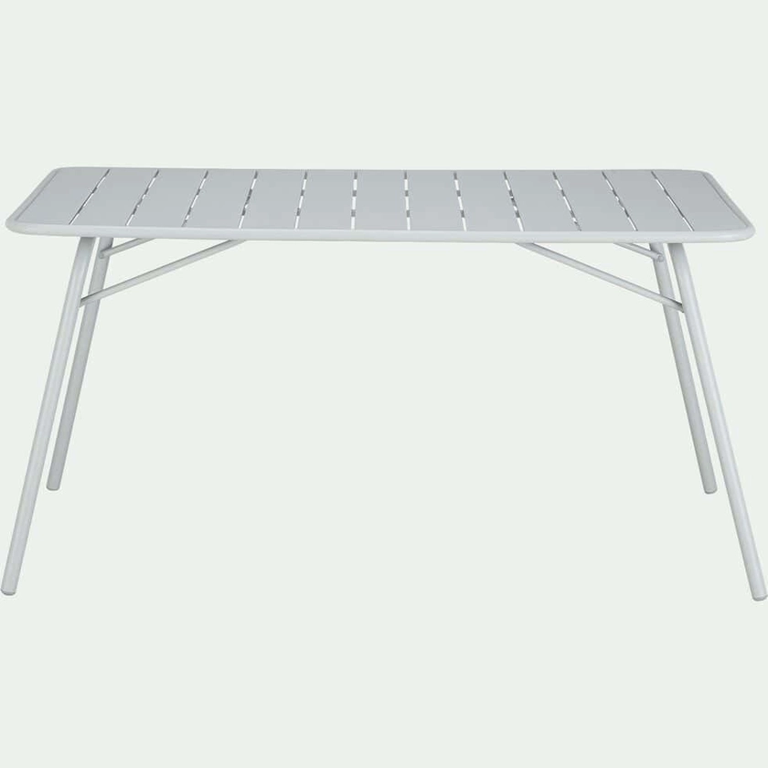 SOURIS - Table de repas jardin pliante rectangle en acier - gris vésuve (6 places)