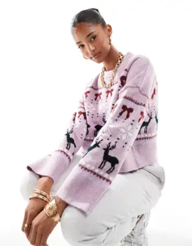 ASOS DESIGN crew neck christmas sweater with fairisle pattern