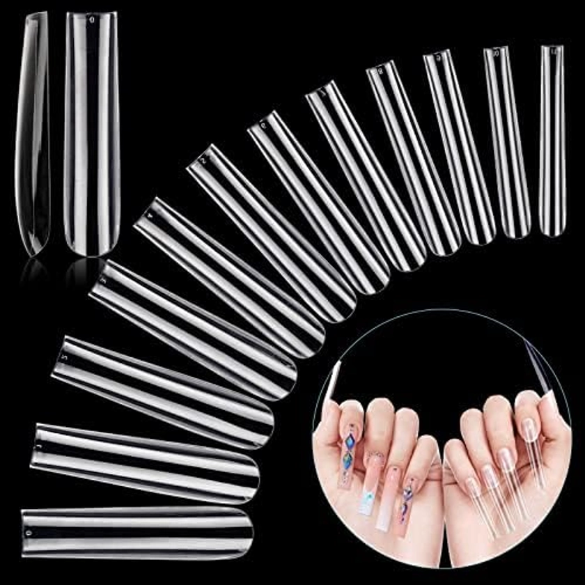 LIONVISON 3XL Extra Long Tapered Square False Nails, 240Pcs Clear Square Straight Fake Nail Tips for Acrylic Nails, 12 Sizes Full Cover Press On Nail Tips for Manicure Salon DIY Nail Art : Amazon.com.be: Beauté et Parfum