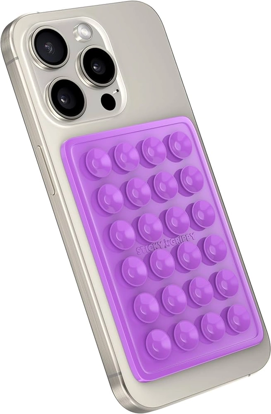 Amazon.com: StickyGrippy Suction Phone Case Mount, Silicon Adhesive Phone Accessory for iPhone and Android, Hands-Free Fidget Toy Mirror Shower Phone Holder, Tiktok Videos and Selfies (Purple) : Cell Phones & Accessories