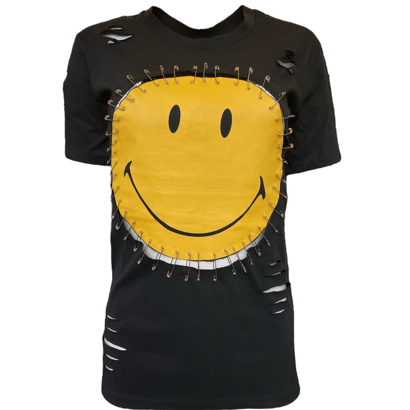 Just Safe Smiley Black T-Shirt by Any Old Iron