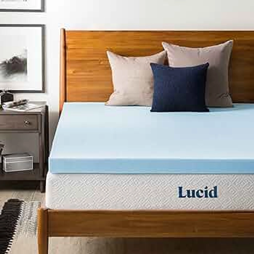 LUCID Mattress Topper, Twin XL, 3 Inch, Memory Foam - Gel Infused Mattress Topper - CertiPUR Certified