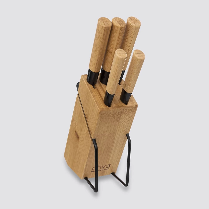 Bloc 5 couteaux, manche bambou - Black Bambou | 5five
