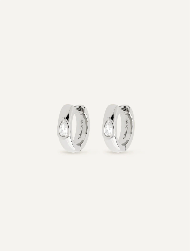 Boucles d'oreilles créoles pierres poires Marry Me