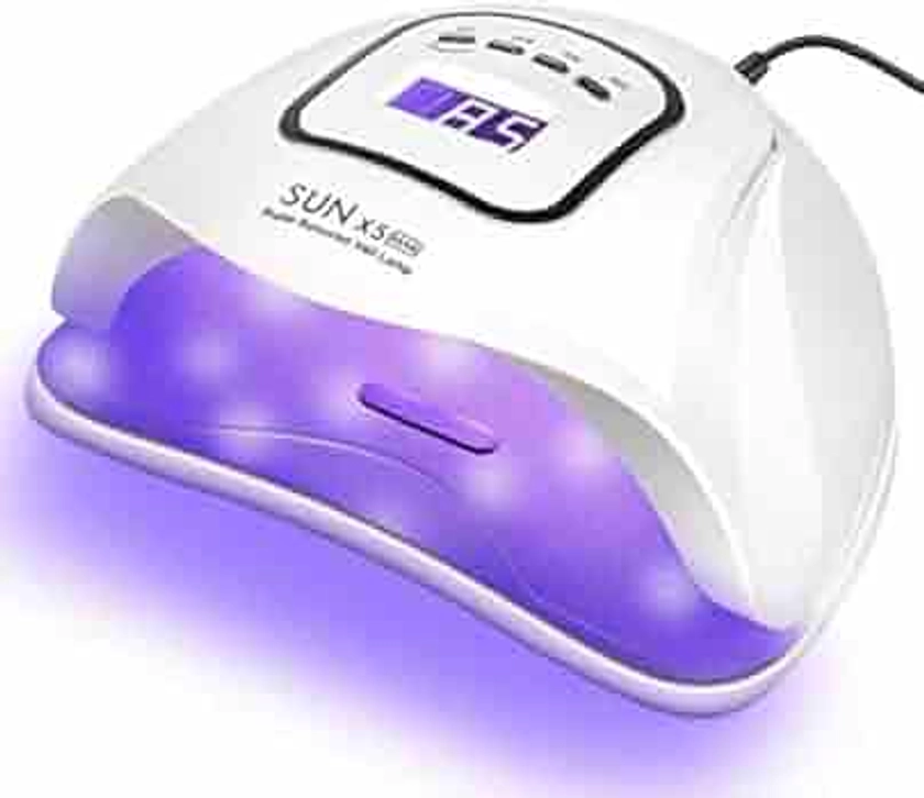 UV Gel Nail Lamp,150W UV Nail Dryer LED Light for Gel Polish-4 Timers Professional Nail Art Accessories,Curing Gel Toe Nails,White,1PK