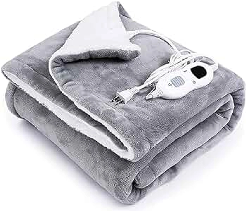 Electric Heated Blanket Throw with 3 Heating Levels & 4 Hours Auto Off,Super Cozy Soft Heated Throw with Fast Heating and Machine Washable,Home Office Use (60x50inch)