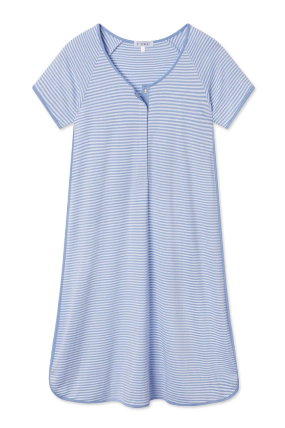 Pima Maternity Nightgown in Hydrangea — XXS