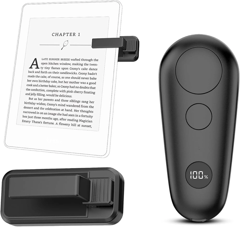 Remote Page Turner for Kindle, RF Remote Control for Kindle Paperwhite Accessories Kobo E-Book ipad Tablets Phone Reading Novels,E-Book Remote Clicker,Black