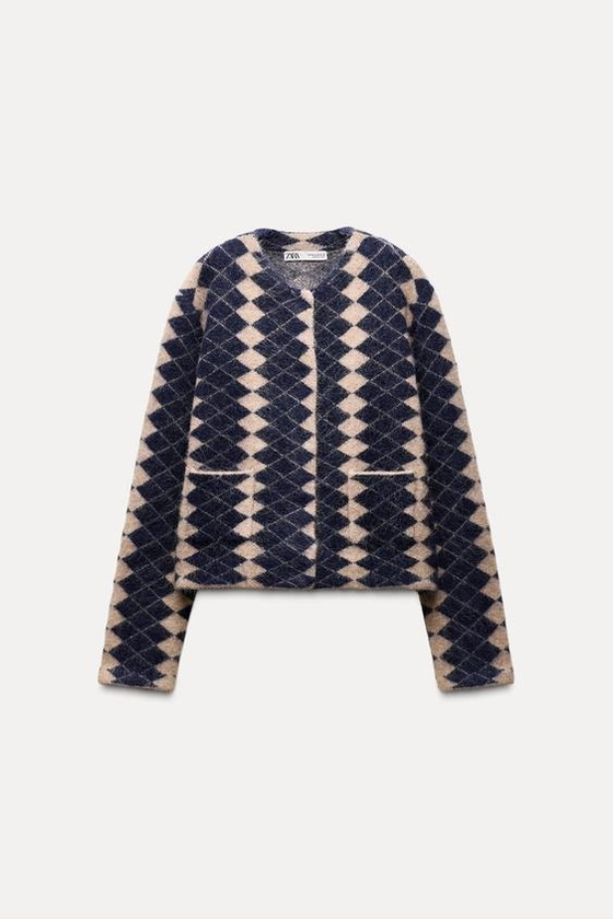 ARGYLE KNIT JACQUARD CARDIGAN