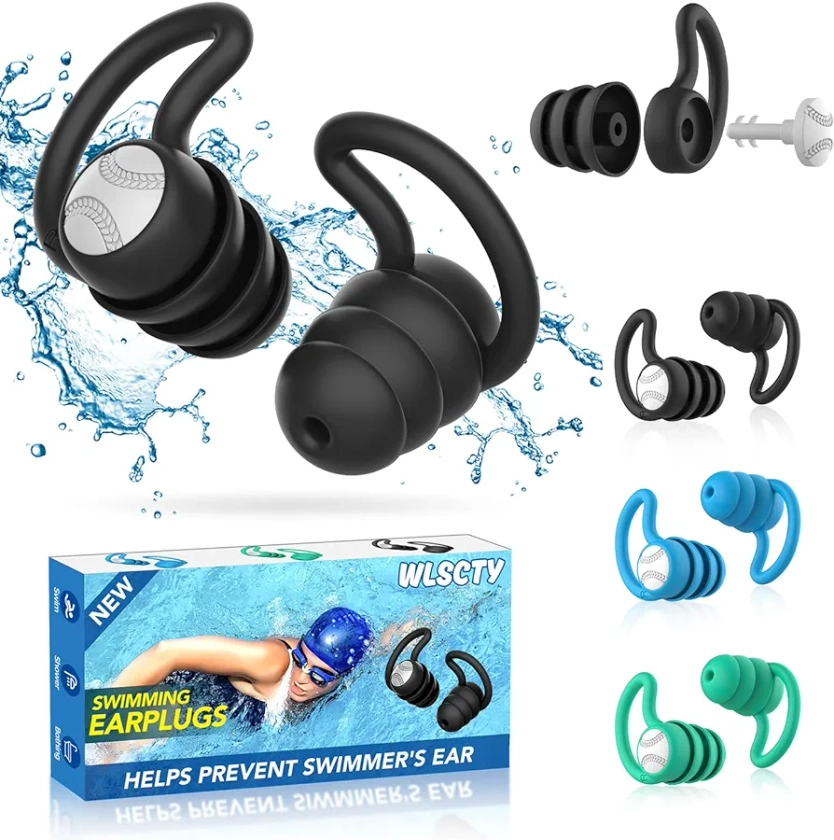 Lot de 3 paires de bouchons d'oreille pour adultes - En silicone souple - Imperméables et réutilisables - Pour la douche, la natation, le surf