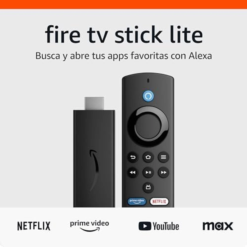 Amazon Fire TV Stick Lite con la más reciente generación control remoto por voz Alexa | Lite (no controla la televisión), dispositivo de streaming en HD