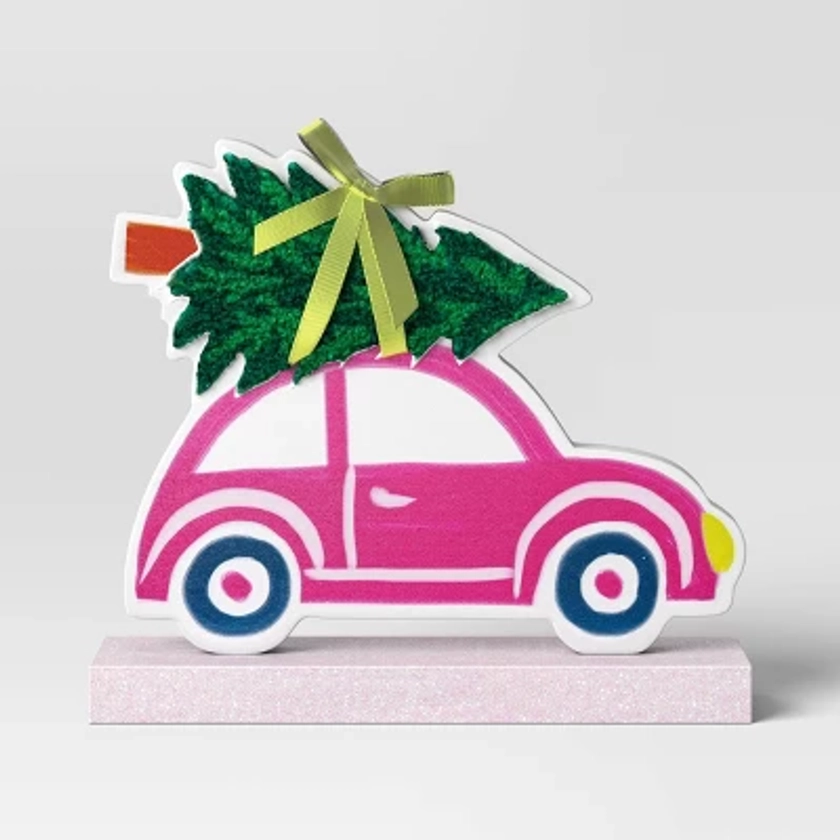 Wood Vintage Car Christmas Figurine - Wondershop™ Pink