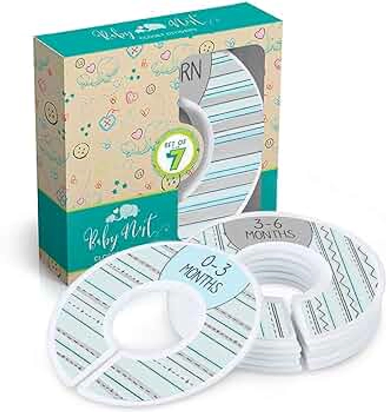 Baby Nest Designs Closet Dividers for Baby Clothes - 7X Baby Clothing Size Age Dividers from Newborn Infant to 24 Months - Baby Blue Baby Clothes Dividers and Nursery Closet Organizer