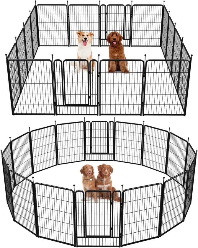 FXW Rollick Dog Playpen Outdoor, 16 Panels 40" Height Dog Fence Exercise Pen with Doors for Large/Medium/Small Dogs, Pet Puppy Playpen for RV, Camping, Yard