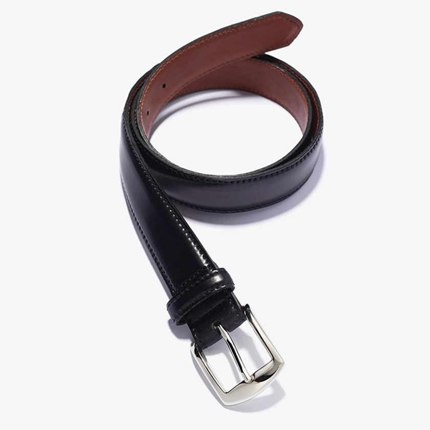 NICKEL BUCKLE CORDOVAN BELT BLACK - 샌프란시스코마켓