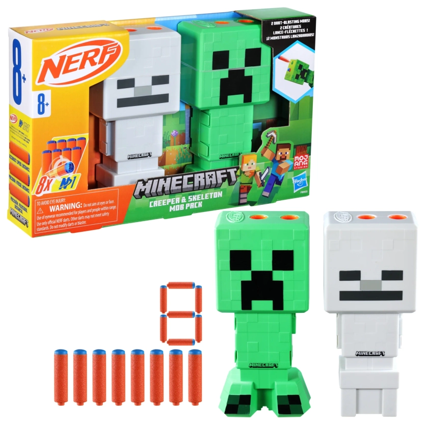 Nerf Minecraft Creeper & Skeleton Mob 2-Blaster Pack, 8 Nerf N1 Darts Compatible Only with Nerf N Series Blasters, Christmas Gifts for Kids - Walmart.com