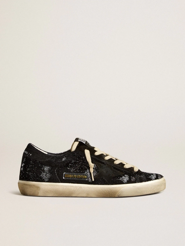 Super-Star pour femme en velours et daim noirs avec étoile en daim noir | Golden Goose