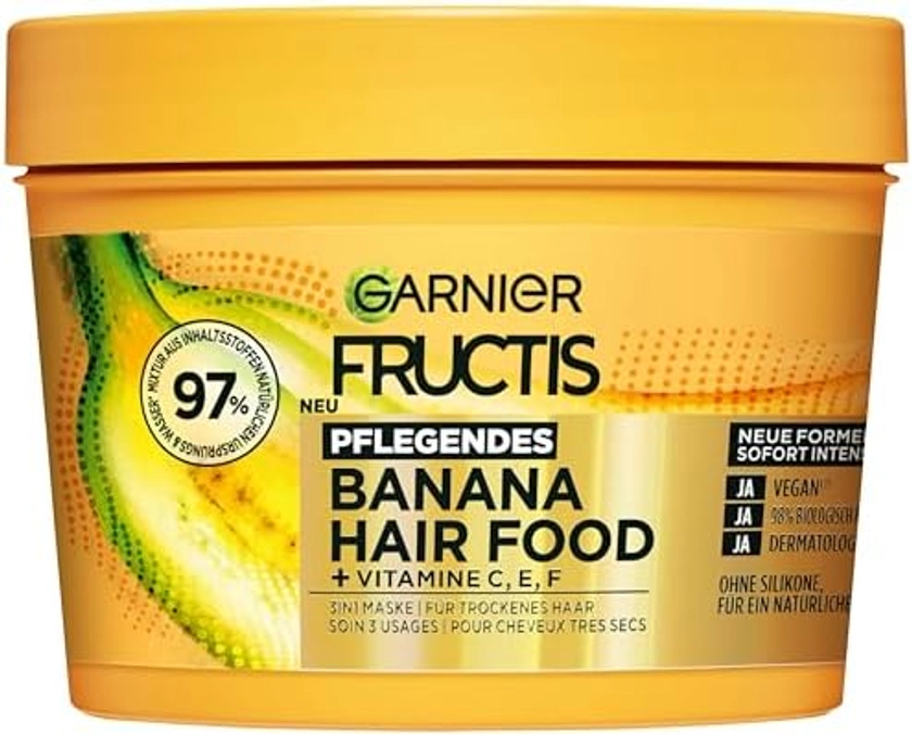 Garnier Fructis 3-in-1 Banana Nourishing Mask for Dry Hair with Extra Vegan Lipidic Complex 400ml : Amazon.com.be: Beauty