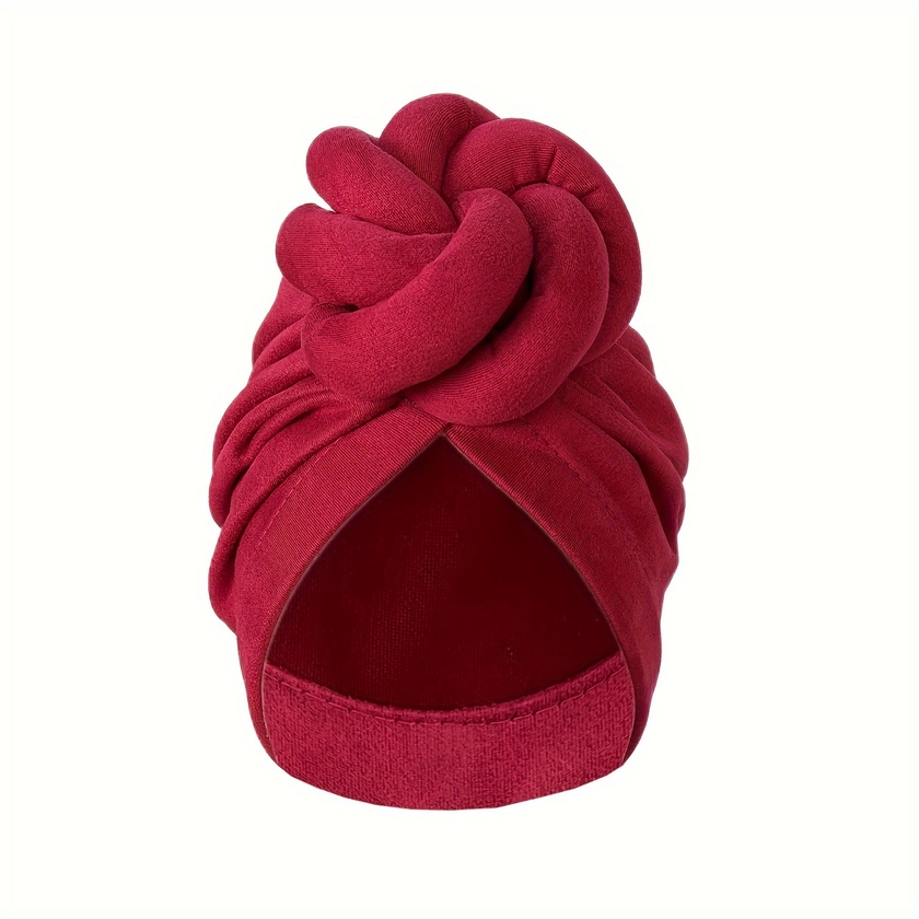 Boho Knotted Turban Hats Vintage Solid Color Elastic Head Scarf Ramadan Beanies Chemo Cap For Women