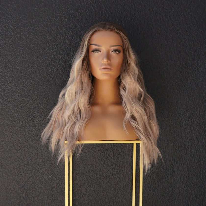 Zoey Ombre Lived In Blonde Ombre With Highlights & Money Piece Face Framing 22 Inch 180% Density Lace Front Wig | Milk & Honey