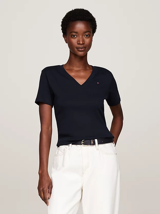 V-Neck Slim T-Shirt | Blue | Tommy Hilfiger