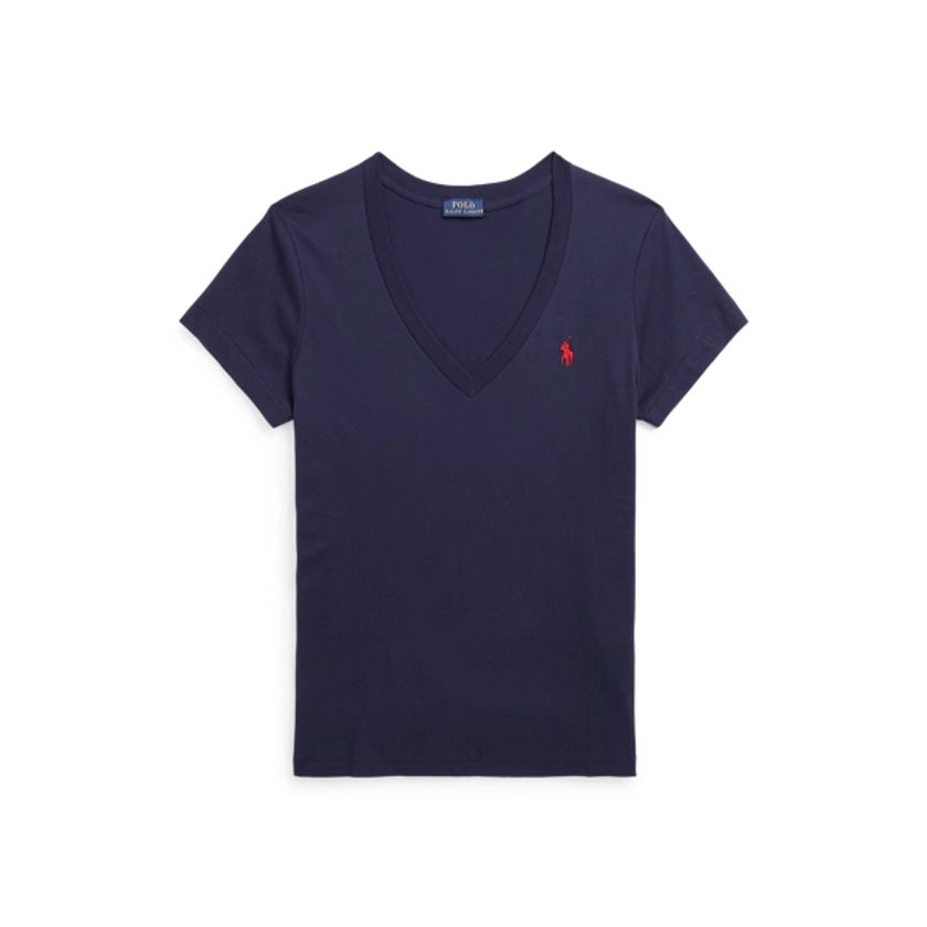 T-shirt col en V en jersey pour femme | Ralph Lauren® FR