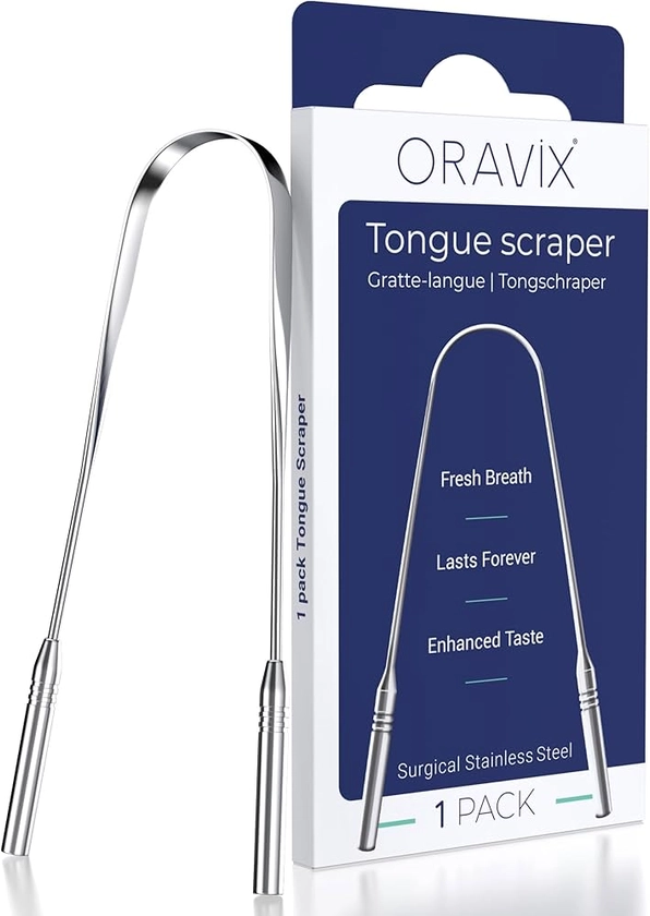 Tongue Scraper Stainless Steel | Tongue Cleaner | for a Fresh Breath and Better Oral Health | Stainless Steel Tongue Scrapers | Tongue Cleaner for Kids and Adults | ORAVIX : Amazon.co.uk: Health & Personal Care