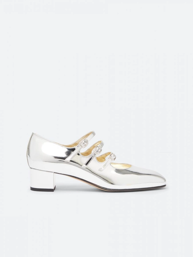 KINA silver mirror effect leather Mary Janes pumps | Carel Paris Shoes