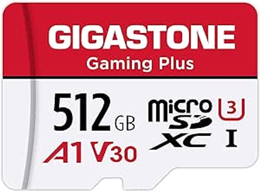 Amazon.com: GIGASTONE 512GB Micro SD Card, Gaming Plus, MicroSDXC Memory Card for Nintendo-Switch, Wyze, GoPro, Dash Cam, Security Camera, 4K Video Recording, UHS-I A1 U3 V30 C10, up to 100MB/s, with Adapter : Electronics