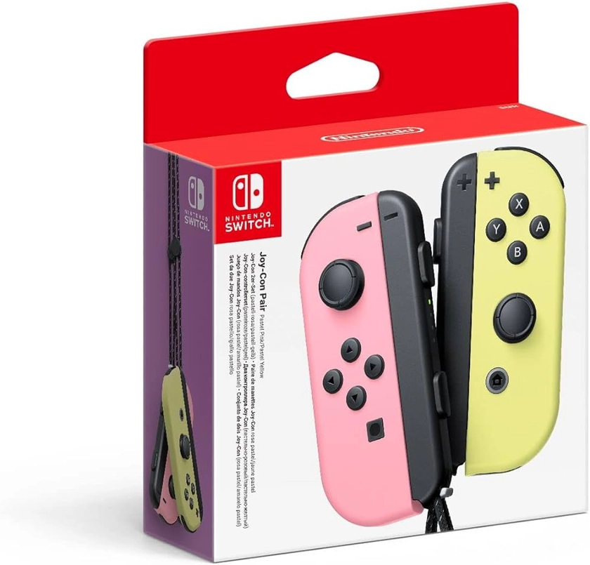 Nintendo Paire de Manettes Bluetooth Joy-Con Gauche Rose Pastel et Droite Jaune Pastel, Pour Switch