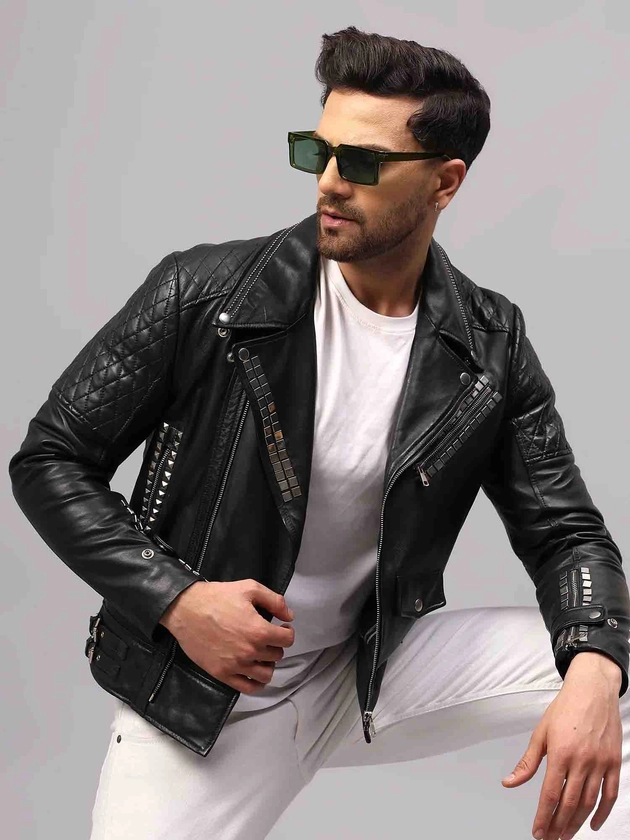 Saint Isaac Black Leather Men's Biker Jackets