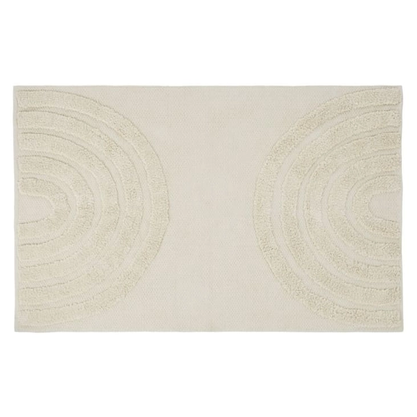 Tapis en coton bio tissé écru motifs graphiques tuftés 140x200