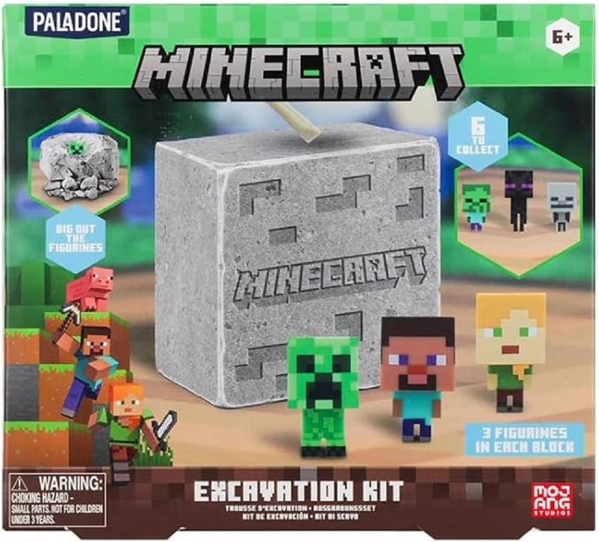 Paladone Minecraft Official Licensed Excavation Kit for Kids, Gamer Decor and Gift for Boys and Girls, 3 Iconic Gaming Characters Included, Interactive Dig Toy : Amazon.co.uk: Home & Kitchen