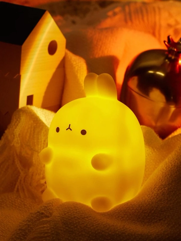 1 pieza Encantadora Luz Nocturna LED de Conejo, Lámpara de Noche Dimmable con forma de Animal Decorativa y Creativa