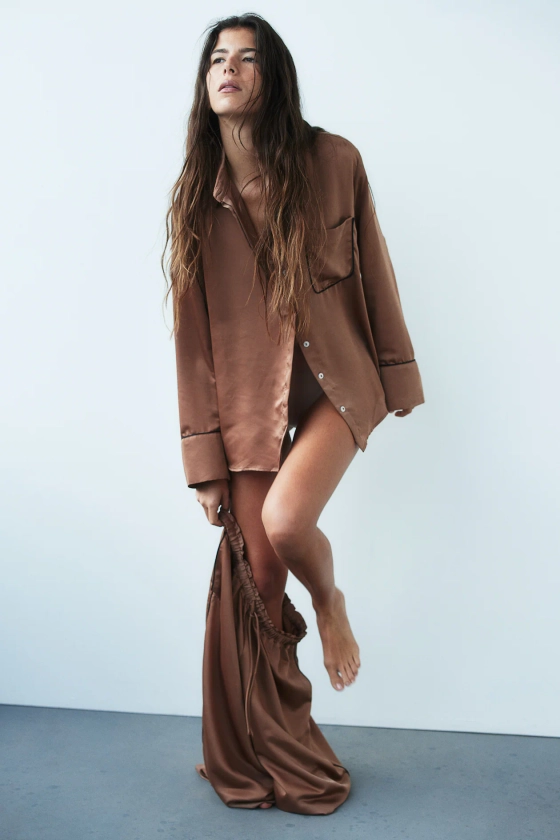 Satin Pajamas - Brown - Home All | H&M US