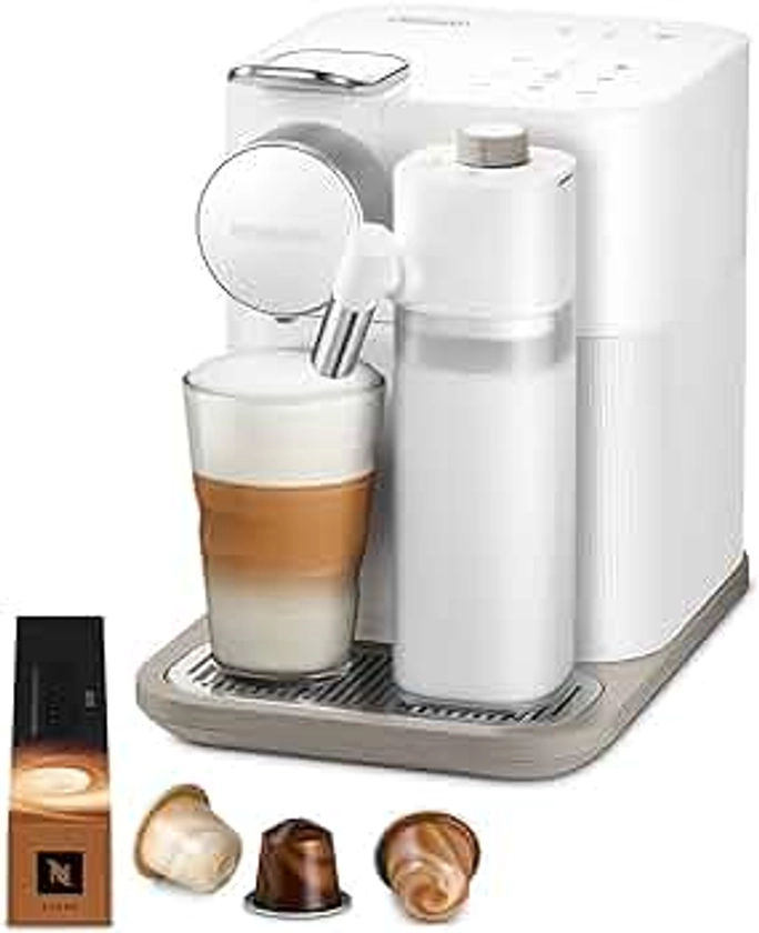 Nespresso De'Longhi Machine à café Gran Lattissima EN640.W avec système de lait automatique, pression 19 bar, 1400 W, blanc, blanc