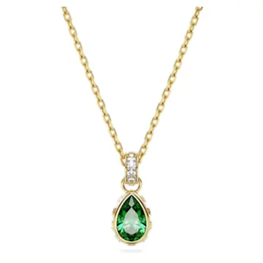 Stilla pendant, Pear cut, Green, Gold-tone plated by SWAROVSKI