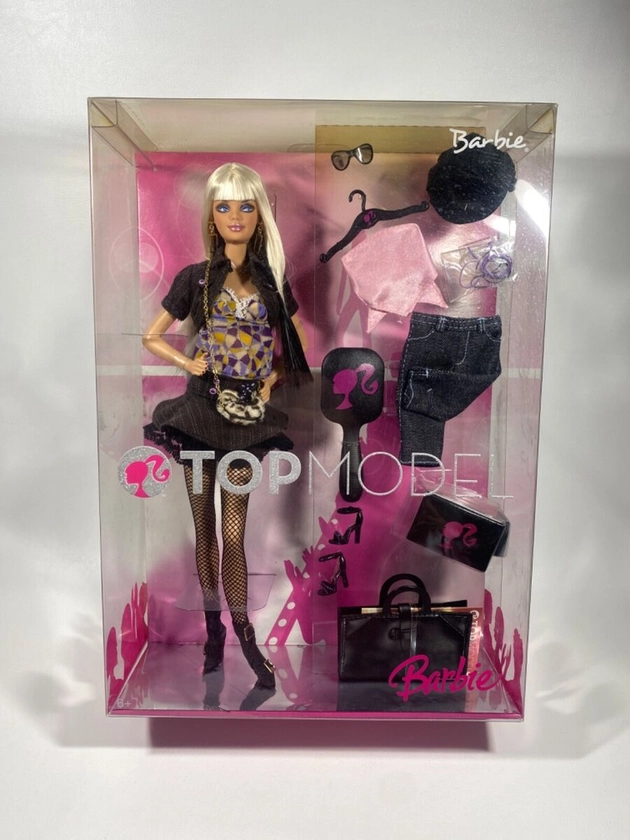 2007 Top Model Barbie Doll Model Muse Blonde Bangs Fashion Set Accessories