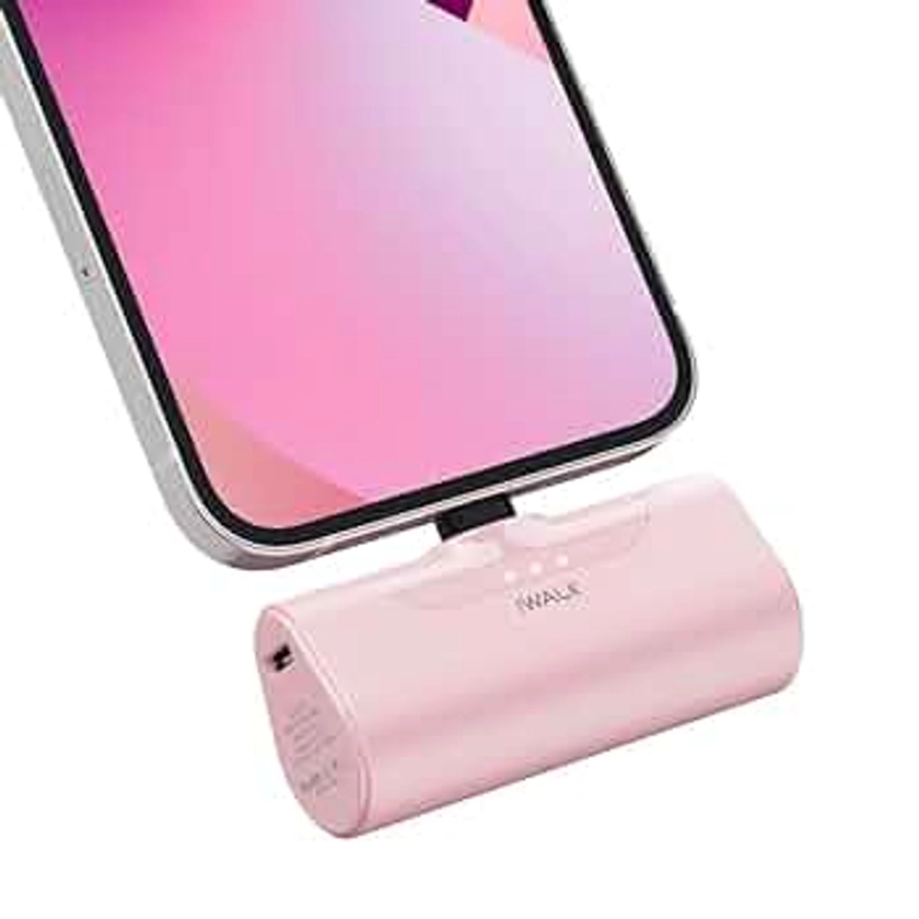 iWALK Caricatore Portatile 4500mAh, Ultra Compatta Caricabatterie Batteria Petit Batteria Esterna Compatibile con iPhone 14/14 Plus/14 Pro/14 Pro Max/13/12/11/SE/XR/8/7/6s, Rosa