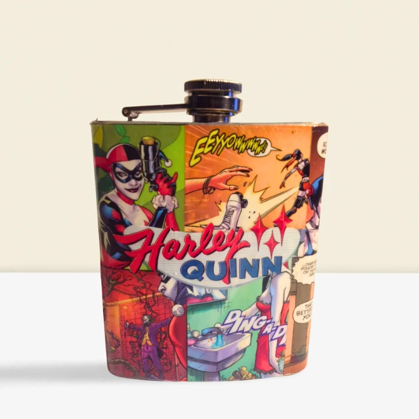 Personalized Harley Quinn or Joker Gift for Men Women Handmade Decoupage Stainless Steel Flask Perfect for Weddings and Groomsman Unique - Etsy UK