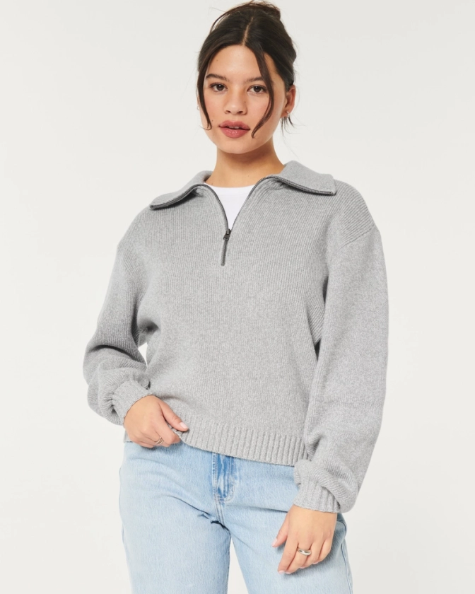 Women's Oversized Half-Zip Sweater | Women's Tops | HollisterCo.com
