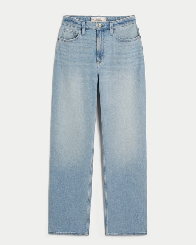 Femmes Jean dad taille ultra haute à délavage moyen | Femmes Nouveautés | HollisterCo.com