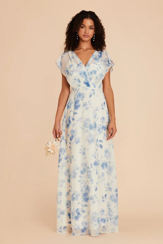 Violet Chiffon Dress - Blue Rococo Floral