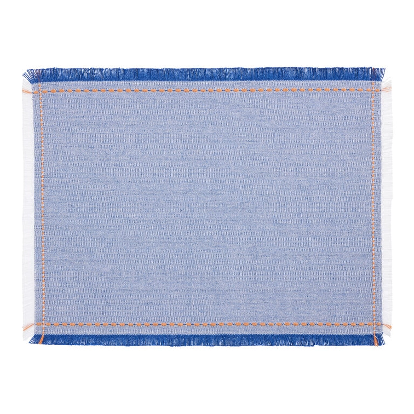 Chambray Woven Placemat With Fringe Set Of 4 - World Market