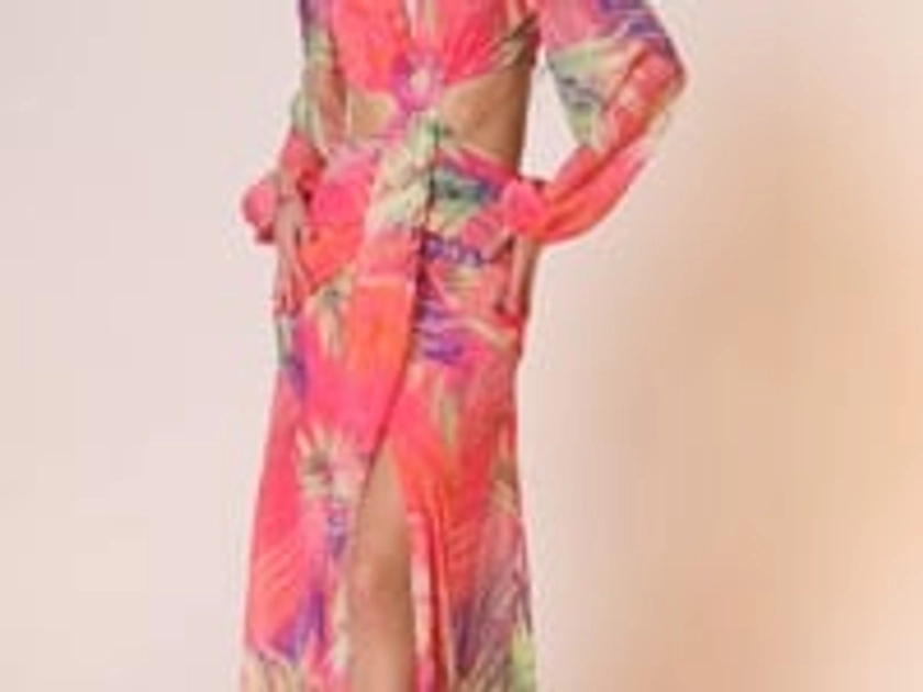 HEART OF PALM PRINTED MAXI DRESS IN PINK MULTI