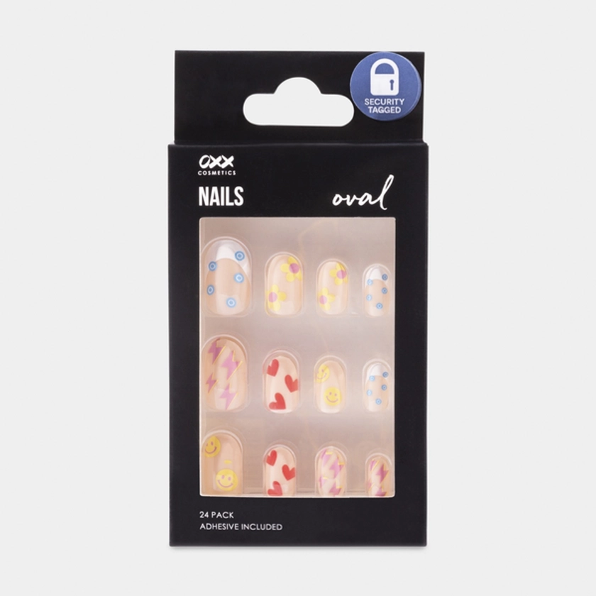 False Nails 24 Pack, Oval Shape - OXX Cosmetics