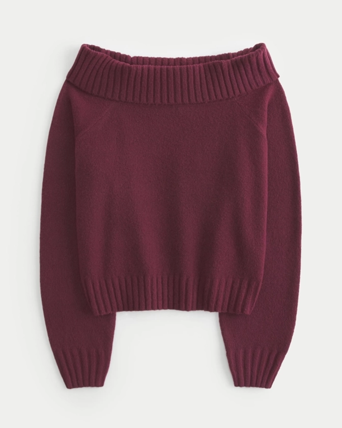 Women's Easy Foldover Off-the-Shoulder Sweater | Women's Tops | HollisterCo.com