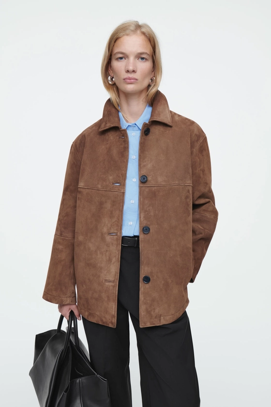 COLLARED SUEDE JACKET - BROWN - COS