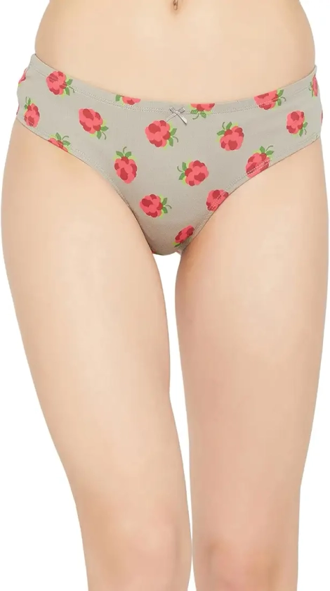 Buy Clovia Women's Cotton Low Waist Printed Thong Panty (PN3516P01_Grey_L) at Amazon.in