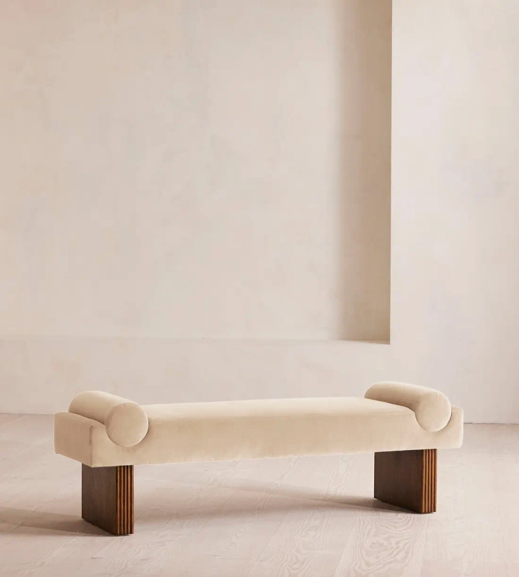 Esther Bench, Velvet, Porcelain - Soho Home